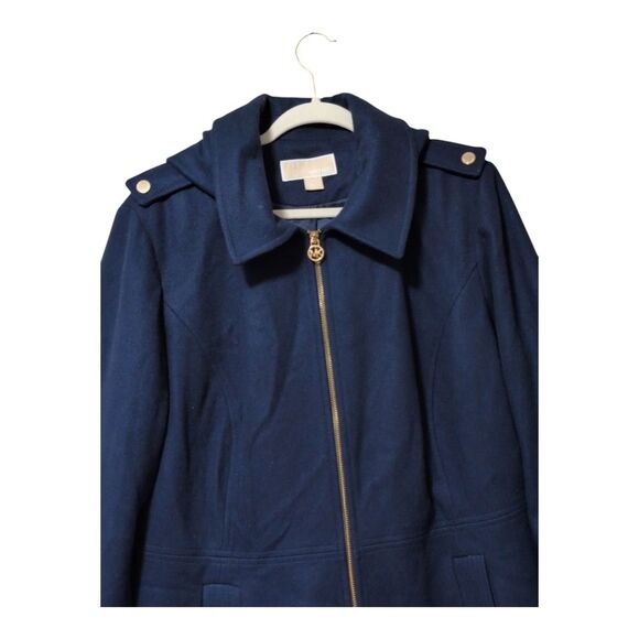 Michael Michael Kors blue Hooded zipper wool coat trench peacoat size 1X aviator - Picture 7 of 10